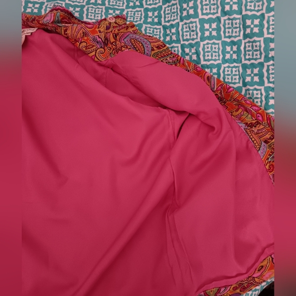 Coldwater Creek~Colorful Pink & Orange  Floral Paisley Sequin Beaded Jacket - Picture 11 of 15